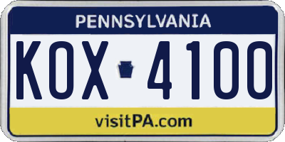 PA license plate KOX4100