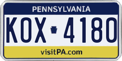 PA license plate KOX4180