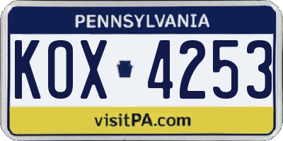 PA license plate KOX4253