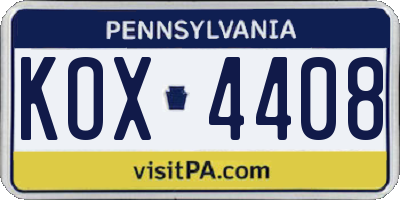 PA license plate KOX4408
