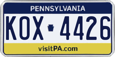 PA license plate KOX4426