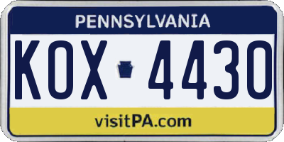 PA license plate KOX4430