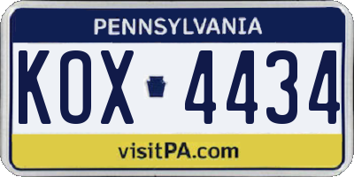 PA license plate KOX4434