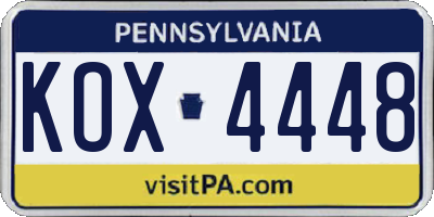 PA license plate KOX4448