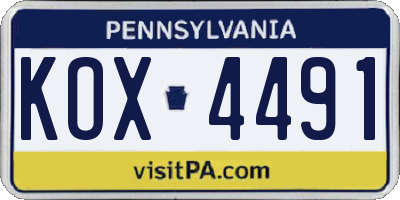 PA license plate KOX4491