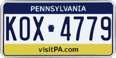 PA license plate KOX4779
