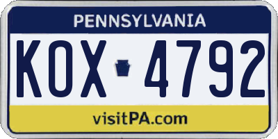 PA license plate KOX4792