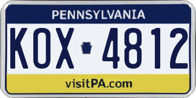 PA license plate KOX4812
