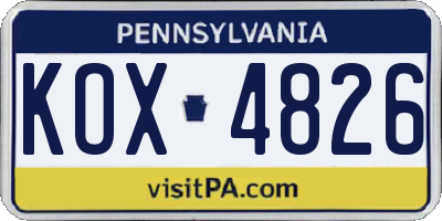 PA license plate KOX4826