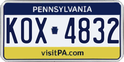 PA license plate KOX4832