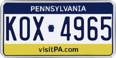 PA license plate KOX4965