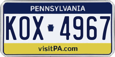PA license plate KOX4967