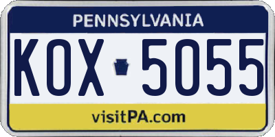 PA license plate KOX5055