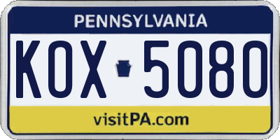 PA license plate KOX5080