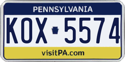 PA license plate KOX5574