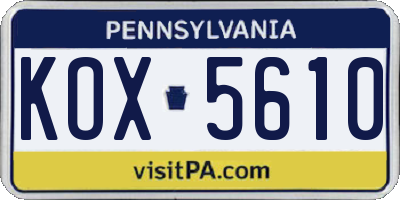 PA license plate KOX5610