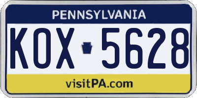 PA license plate KOX5628