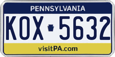PA license plate KOX5632