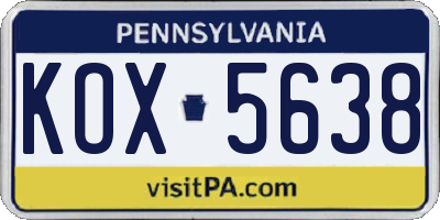 PA license plate KOX5638