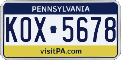 PA license plate KOX5678