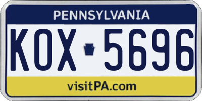 PA license plate KOX5696