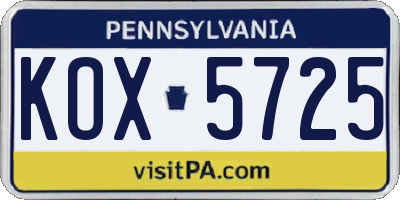 PA license plate KOX5725