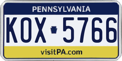 PA license plate KOX5766
