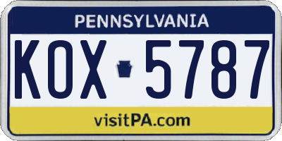 PA license plate KOX5787