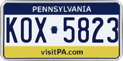 PA license plate KOX5823