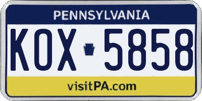 PA license plate KOX5858