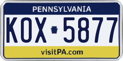 PA license plate KOX5877