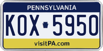 PA license plate KOX5950