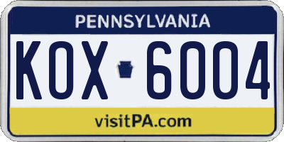 PA license plate KOX6004