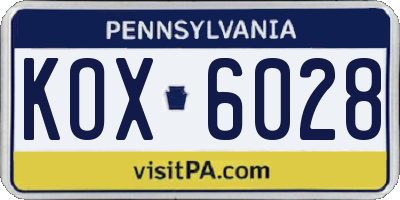 PA license plate KOX6028