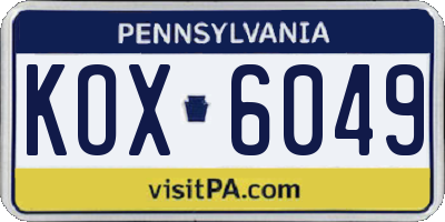 PA license plate KOX6049