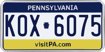PA license plate KOX6075