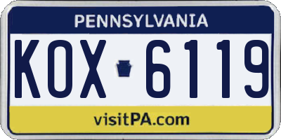 PA license plate KOX6119