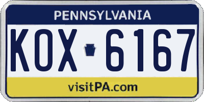 PA license plate KOX6167