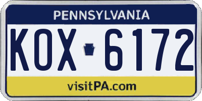 PA license plate KOX6172
