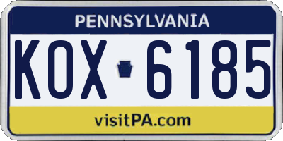 PA license plate KOX6185
