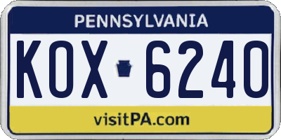 PA license plate KOX6240