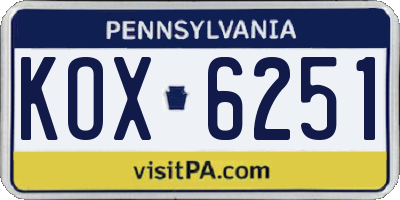 PA license plate KOX6251