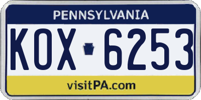 PA license plate KOX6253