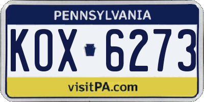 PA license plate KOX6273