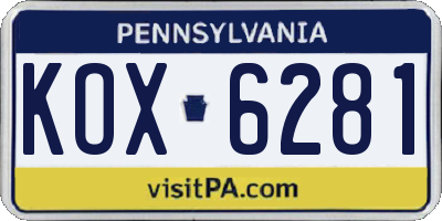 PA license plate KOX6281
