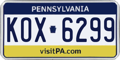 PA license plate KOX6299