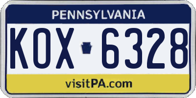 PA license plate KOX6328