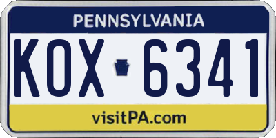 PA license plate KOX6341