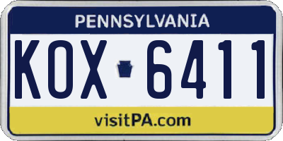 PA license plate KOX6411