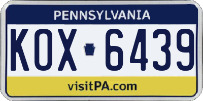 PA license plate KOX6439